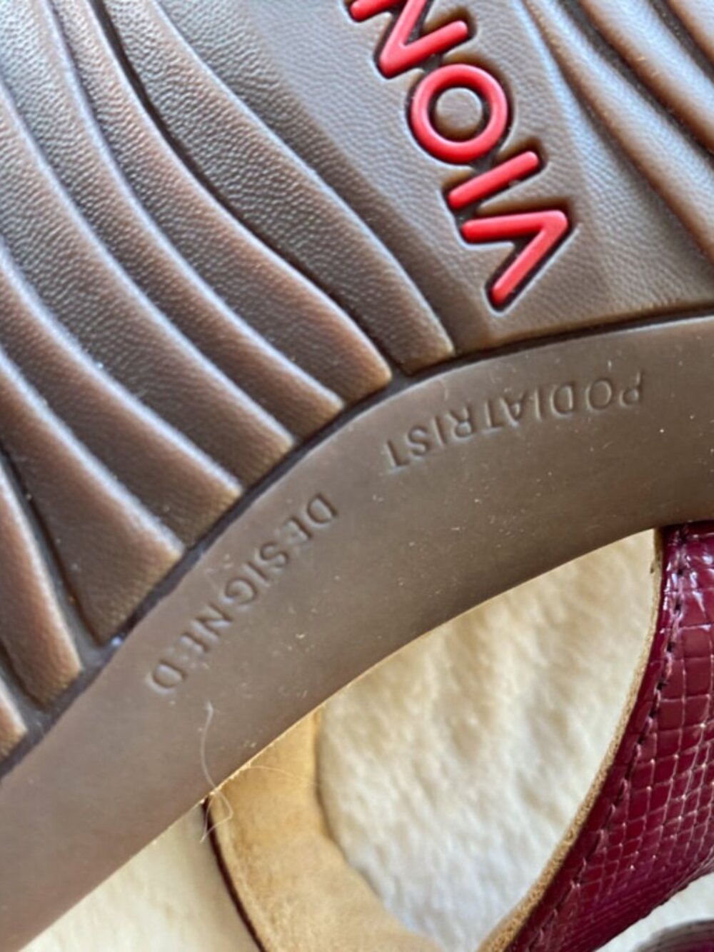 Vionic Farra Lizard Dark Red - Gold Metal Medallion Sandals 8 - Picture 8 of 9